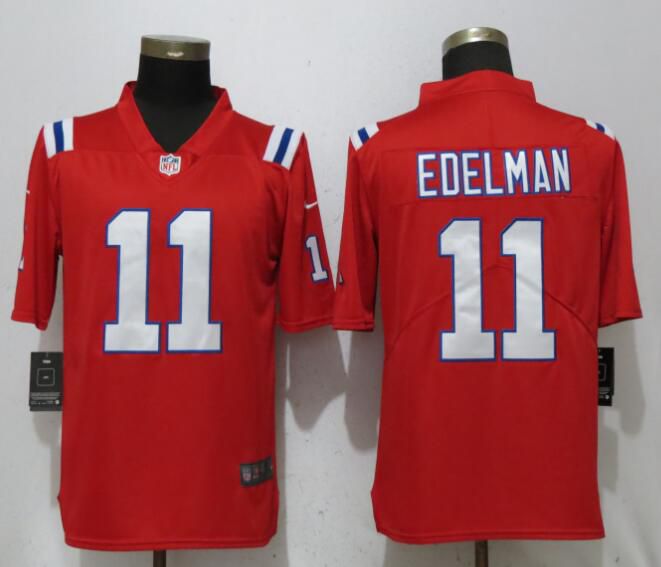 Men New England Patriots #11 Edelman Red Vapor Untouchable Player Nike Limited NFL Jerseys->new england patriots->NFL Jersey